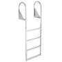 VEVOR Escalera de Muelle 540 x 50 mm con 4 Peldaños Antideslizantes de Aleación de Aluminio, Escalera de Pontón Abatible con Pasamanos, Cuerda, Soporta 159 kg, para Piscinas Embarcaciones Barcos Lago