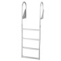 VEVOR Escalera de Muelle 540 x 50 mm con 4 Peldaños Antideslizantes de Aleación de Aluminio, Escalera de Pontón Abatible con Pasamanos, Cuerda, Soporta 159 kg, para Piscinas Embarcaciones Barcos Lago