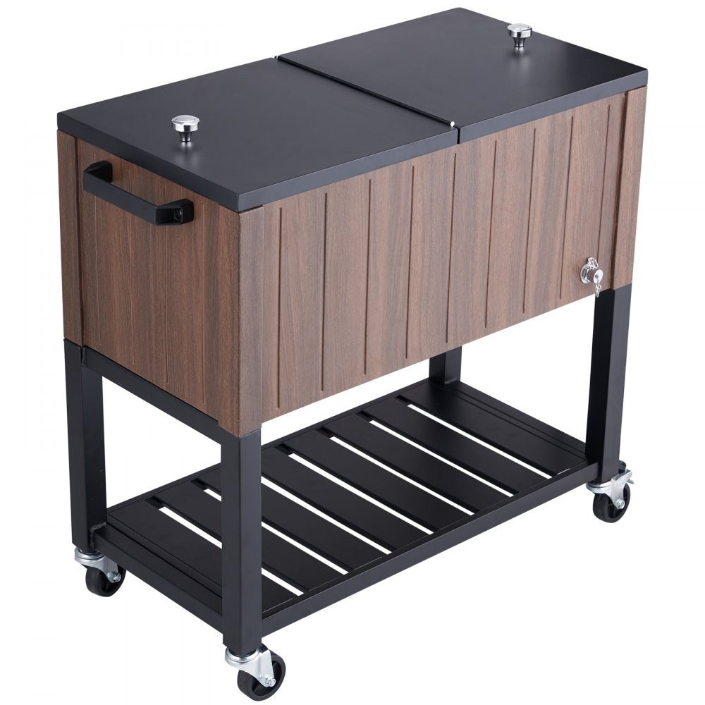VEVOR Carro Enfriador Rodante para Exteriores de 7,5 L Carro Portátil para Bebidas y Hielo con Ruedas Aislamiento de Larga Duración 890x470x830 mm para Terraza Jardín Patio Fiesta Bar Bebida, Marrón