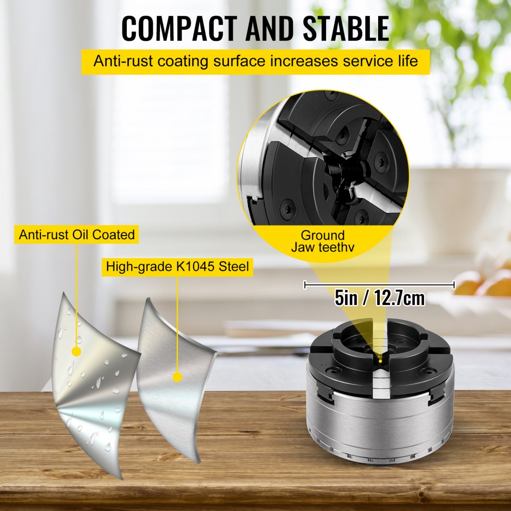 VEVOR MX-125 4- Mandril de Mandíbula para Máquina de Torneado Torno M33, Mandíbula para Torno de Madera de Alta Resistencia Adaptabilidad y Precisión Mandril para Torno de Madera 45 mm - 98 mm