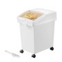 VEVOR Contenedor de Harina 15 kg, Contenedor de Arroz 3 piezas / juego con Tapas y Ruedas Blanco, Contenedor de Almacenamiento de Arroz de Alta Capacidad, Dispensador de Cereales, Arroz Dispensador