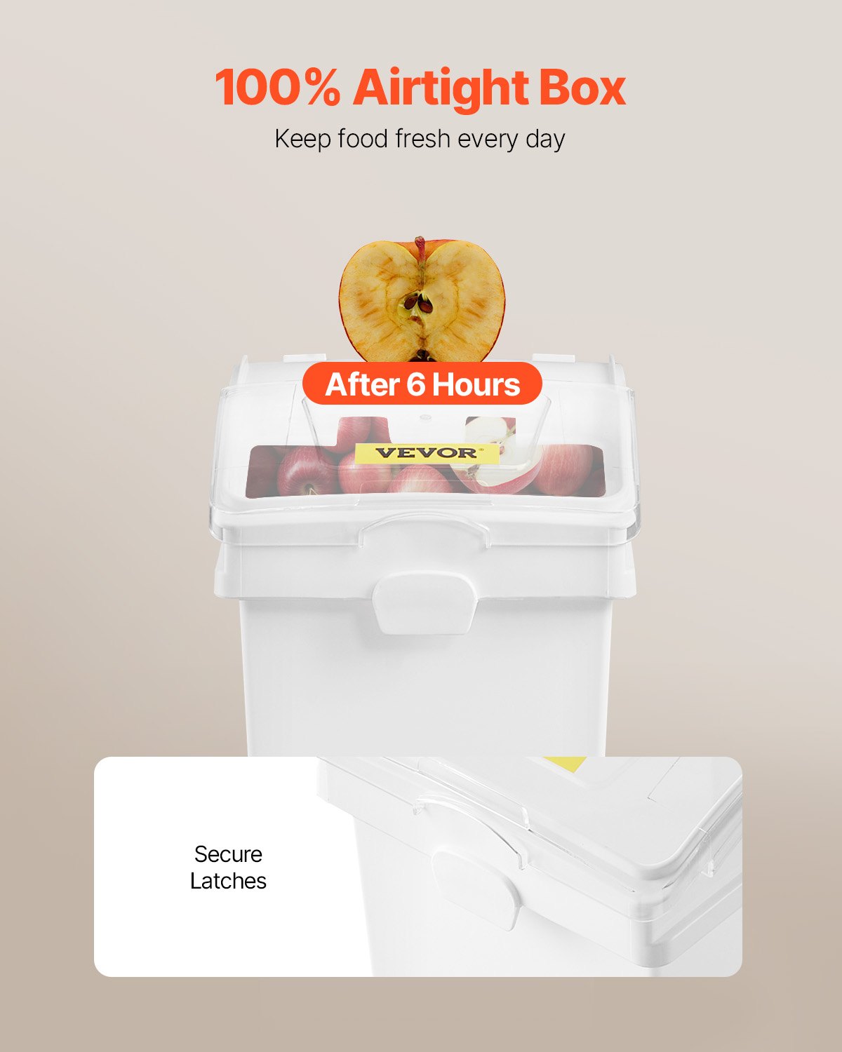 VEVOR Contenedor de Harina 15 kg, Contenedor de Arroz 3 piezas / juego con Tapas y Ruedas Blanco, Contenedor de Almacenamiento de Arroz de Alta Capacidad, Dispensador de Cereales, Arroz Dispensador