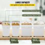 VEVOR Contenedor de Harina de 4 Juegos (25 kg x 2 + 15 kg x 2), Contenedor de Arroz con Tapas y Ruedas Blanco, Contenedor de Almacenamiento de Arroz de Alta Capacidad, Dispensador de Cereales