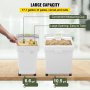 VEVOR Contenedores de Harina de 25 kg y 5 kg, Contenedores de Arroz con Tapas y Ruedas Blanco, Contenedor de Almacenamiento de Arroz de Alta Capacidad, Dispensador de Cereales, Arroz Dispensador
