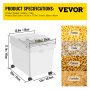 VEVOR Contenedor de Harina de 25 kg, Contenedor de Arroz 2 Piezas / Juego con Tapas y Ruedas Blanco, Contenedor de Almacenamiento de Arroz de Alta Capacidad, Dispensador de Cereales, Arroz Dispensador