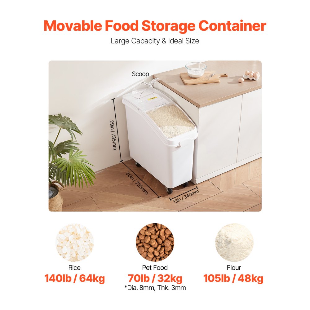 VEVOR Contenedor de Almacenamiento de Ingredientes Contenedor  de Alimentos Contenedor de Arroz 80 L