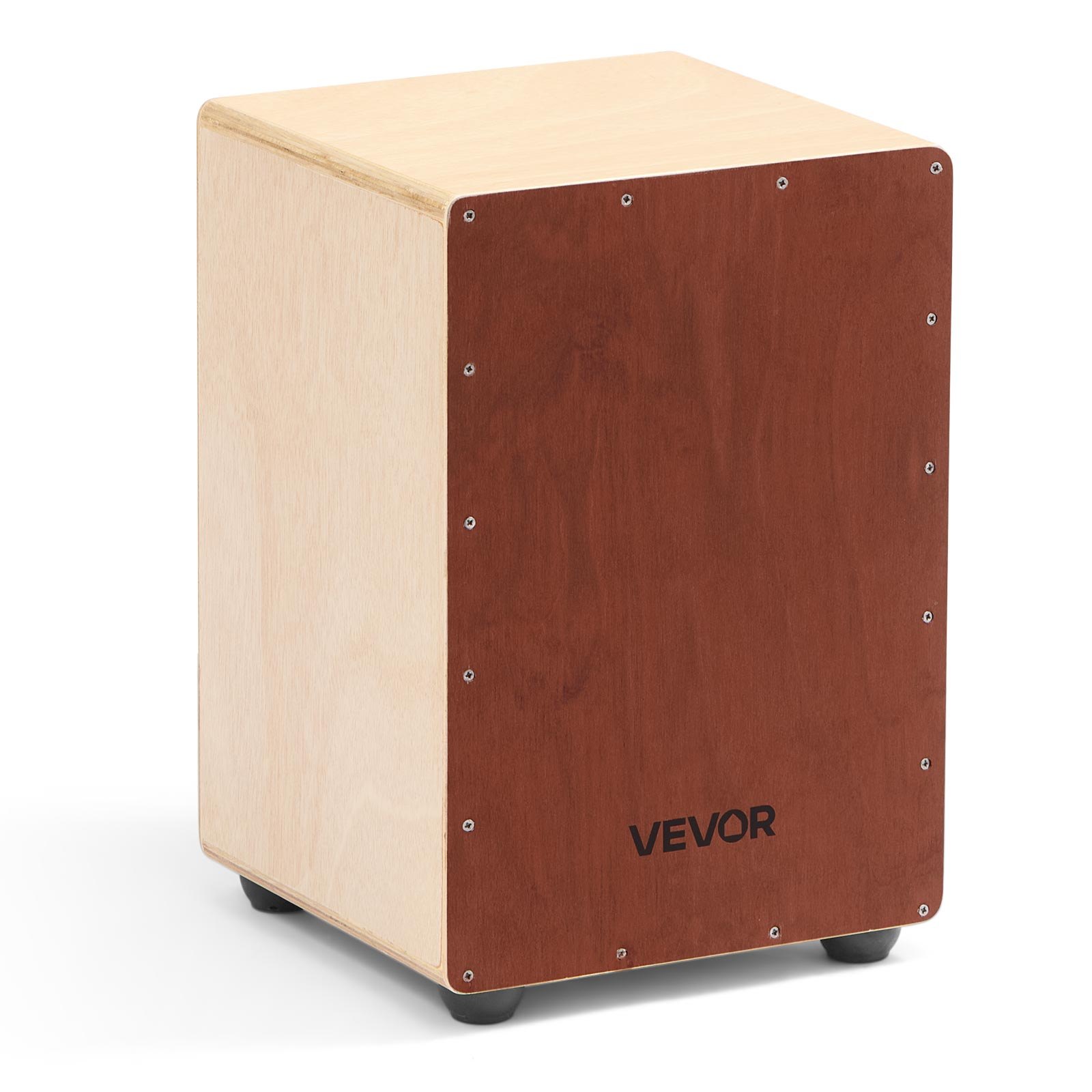 VEVOR Cajón de Percusión de Madera, Tambor Portátil Ligero de Madera de Abedul Contundente de 255 x 255 x 380 mm con Cuerdas de Caja Internas y Pies de Silicona para Principiantes y Profesionales