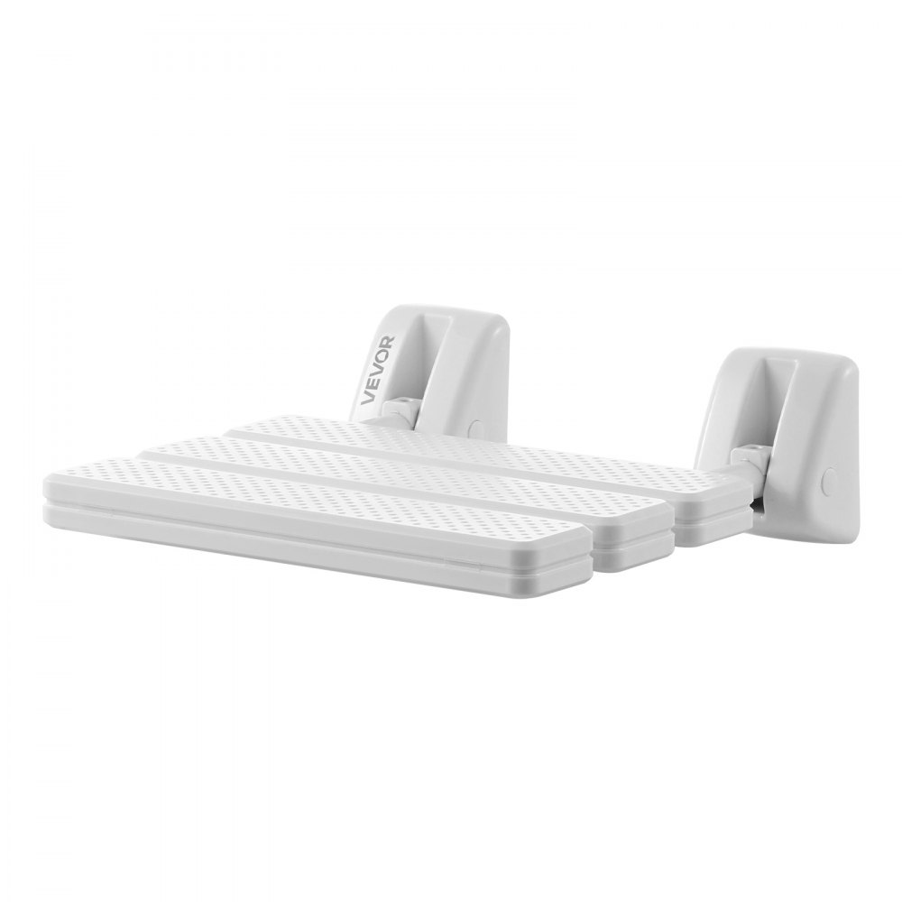 VEVOR Asiento de Ducha Abatible de PP, Silla de Ducha Plegable Montaje en Pared con Marco de Aleación de Aluminio, Taburete de Baño con Capacidad de Carga de 100 kg, para Adultos, Mayores, Blanco
