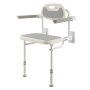 VEVOR Asiento de Ducha Abatible HDPE, Silla de Ducha Plegable Montaje en Pared con Respaldo, Reposabrazos y Patas Antideslizantes, Marco de Acero Inoxidable, Carga de 150 kg, para Adultos, Mayores