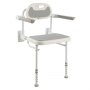 VEVOR Asiento de Ducha Abatible HDPE, Silla de Ducha Plegable Montaje en Pared con Respaldo, Reposabrazos y Patas Antideslizantes, Marco de Acero Inoxidable, Carga de 150 kg, para Adultos, Mayores