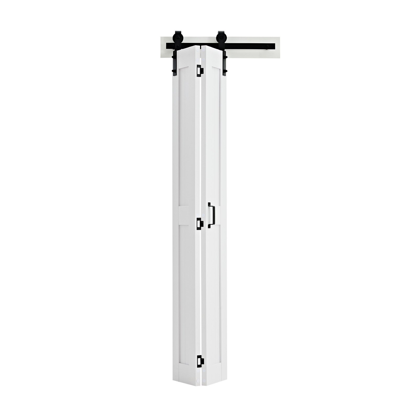 VEVOR Puerta Corredera Plegable, Estilo Granero, Fabricada en MDF, con Kit de Montaje y Diseño de Marco en H que Ahorra Espacio, Ideal para Dormitorio y Salón, Color Blanco, 609 x 2134 x 35 mm