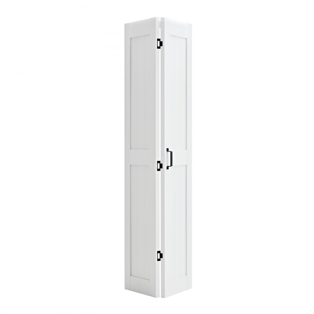 VEVOR Puerta Corredera Plegable, Estilo Granero, Fabricada en MDF, con Kit de Montaje y Diseño de Marco en H que Ahorra Espacio, Ideal para Dormitorio y Salón, Color Blanco, 914 x 2134 x 35 mm