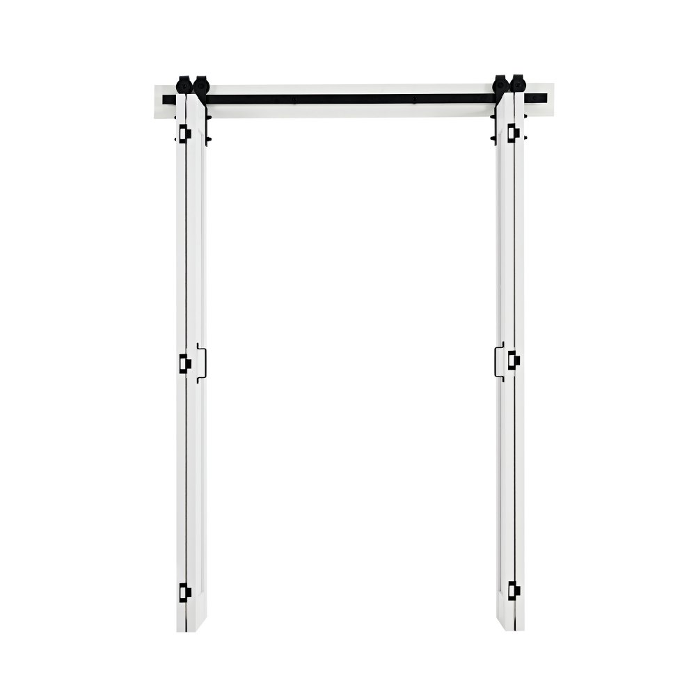 VEVOR Puerta Corredera Plegable, Estilo Granero, Fabricada en MDF, con Kit de Montaje, Diseño de Marco en H Compacto y Paneles Premontados, para Dormitorio y Salón, Blanco, 1524 x 2134 x 35 mm