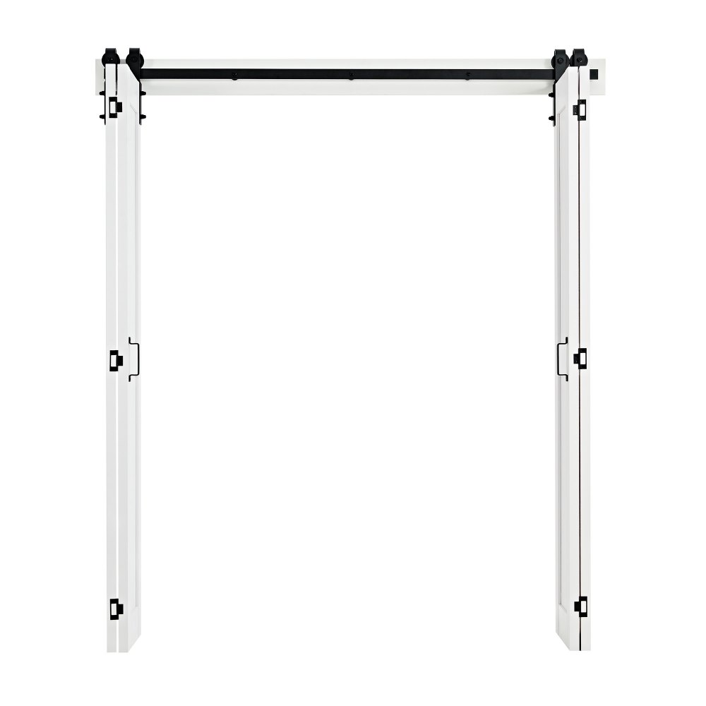 VEVOR Puerta Corredera Plegable, Estilo Granero, Fabricada en MDF, con Kit de Montaje, Diseño de Marco en H Compacto y Paneles Premontados, Apto para Dormitorio y Salón, Blanco, 1829 x 2134 x 35 mm