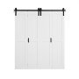 VEVOR Bifold Barn Door, 1829 x 2134 mm, MDF Bi-Fold Sliding Closet Doors, Hardware Kit Included, H-Frame Space-Saving Design, Pre-Assembled Panels for Bedroom, Living Room, and Room Divider, White