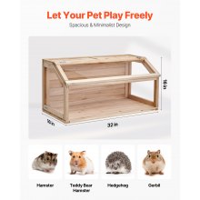 VEVOR Jaula de Madera para Hámster 81x41x41 cm para Roedores, Animales Pequeños