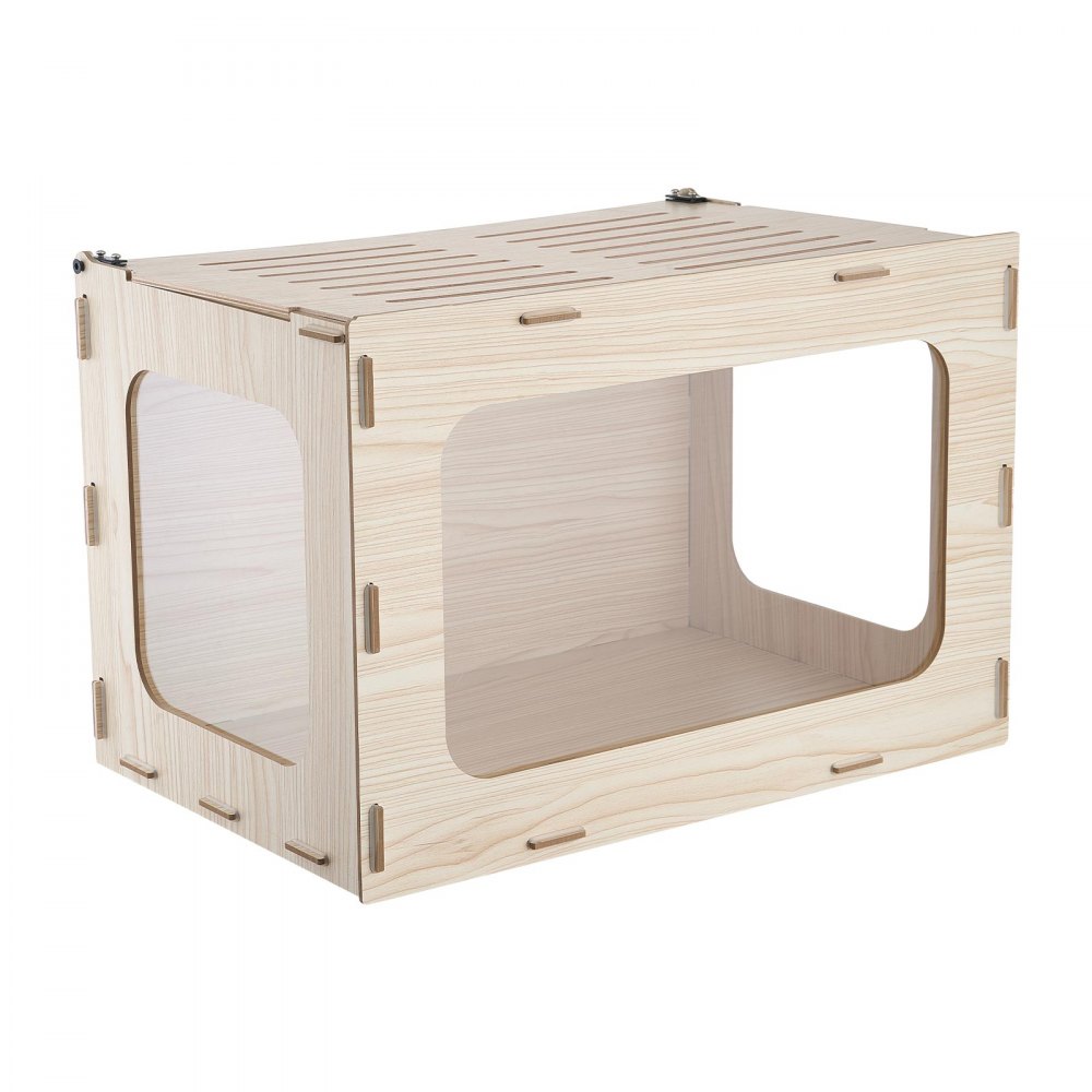 VEVOR Jaula para Hámster de Madera 605 x 405 x 405 mm Hábitat para Roedores, Caseta para Cobayas Animales Pequeños, Paneles Transparentes, Tapa Superior con Ventilación, Kit de Accesorios de Montaje