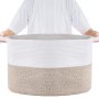 VEVOR Cotton Basket 558 x 558 x 355 mm, Blanket Basket, 87 L, Cotton Rope Basket, Woven Basket with Handles, Laundry Basket, Foldable, Storage Basket for Organizing Clothes, Children's Toys, Pillows