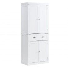 VEVOR Gabinete de Almacenamiento de Despensa de Cocina de 76,2 x 40,6 x 183 mm, Gabinetes Independientes con Puertas, Cajones y 3 Estantes Ajustables, Despensas Altas para Cocina, Comedor, Blanco