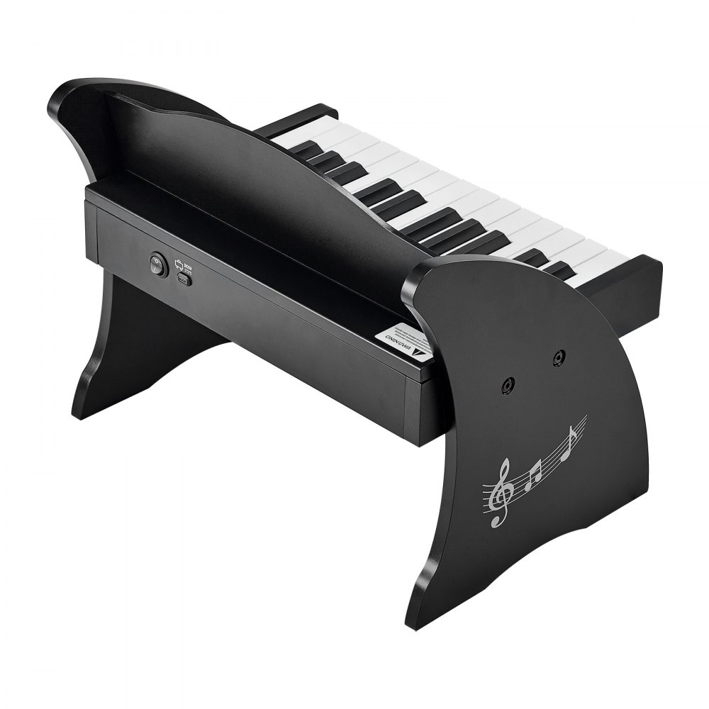 VEVOR Teclado de Piano Infantil 25 Teclas de Madera, Piano Electrónico para Niños 3-10 Años, Volumen Ajustable, USB-C o Pilas, con Pegatinas de Notas y Hojas de Práctica, para Viaje Familiar Casa Aula