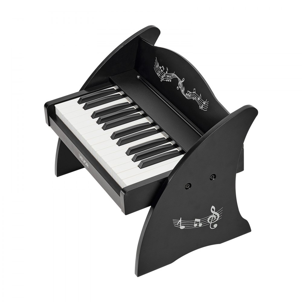 VEVOR Teclado de Piano Infantil 25 Teclas de Madera, Piano Electrónico para Niños 3-10 Años, Volumen Ajustable, USB-C o Pilas, con Pegatinas de Notas y Hojas de Práctica, para Viaje Familiar Casa Aula