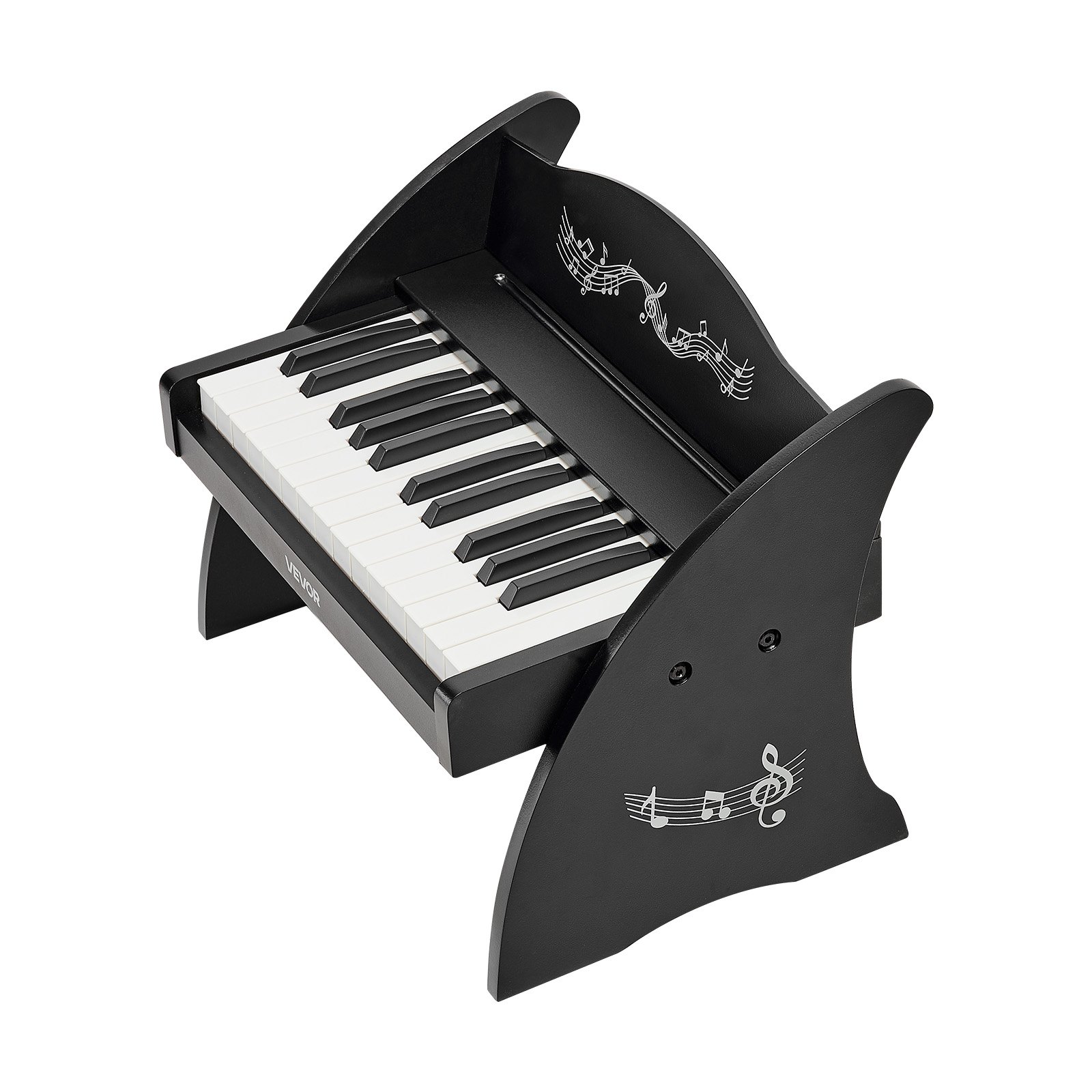 VEVOR Teclado de Piano Infantil 25 Teclas de Madera, Piano Electrónico para Niños 3-10 Años, Volumen Ajustable, USB-C o Pilas, con Pegatinas de Notas y Hojas de Práctica, para Viaje Familiar Casa Aula