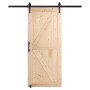 VEVOR Kit de herrajes y puerta de granero, puerta corrediza de madera de 36" x 84", suave y silenciosa, kit de puerta de granero con guía de piso 8 en 1 y manija de puerta, losa con paneles de madera de abeto, fácil de instalar