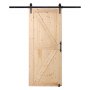 VEVOR Kit de herrajes y puerta de granero, puerta corrediza de madera de 36" x 84", suave y silenciosa, kit de puerta de granero con guía de piso 8 en 1 y manija de puerta, losa con paneles de madera de abeto, fácil de instalar
