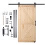 VEVOR Juego de herrajes y puertas de granero Sistema de puerta corredera, puerta corrediza de vidrio de madera de 1067x2134 mm Juego de puerta de granero silenciosa con guía de piso 8 en 1 y manija de puerta con tapa de abeto para sala de estar, etc.