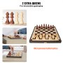 VEVOR Juego de ajedrez 29 cm tablero de ajedrez magnético plegable portátil de madera, 2 reinas adicionales, juego completo de tablero de ajedrez, regalo de viaje para principiantes, adultos y niños