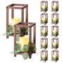 VEVOR Faroles de Madera para Bodas 12 Juegos con Velas LED y Coronas de Flores, Farolillos para Velas 140 x 140 x 254,8 mm, Candelabros para Decoración Rústica de Mesa de Boda, para Fiestas, Marrón