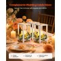 VEVOR Faroles de Madera para Bodas 12 Juegos con Velas LED y Coronas de Flores, Farolillos para Velas 140 x 140 x 254,8 mm, Candelabros para Decoración Rústica de Mesa de Boda, para Fiestas, Blanco