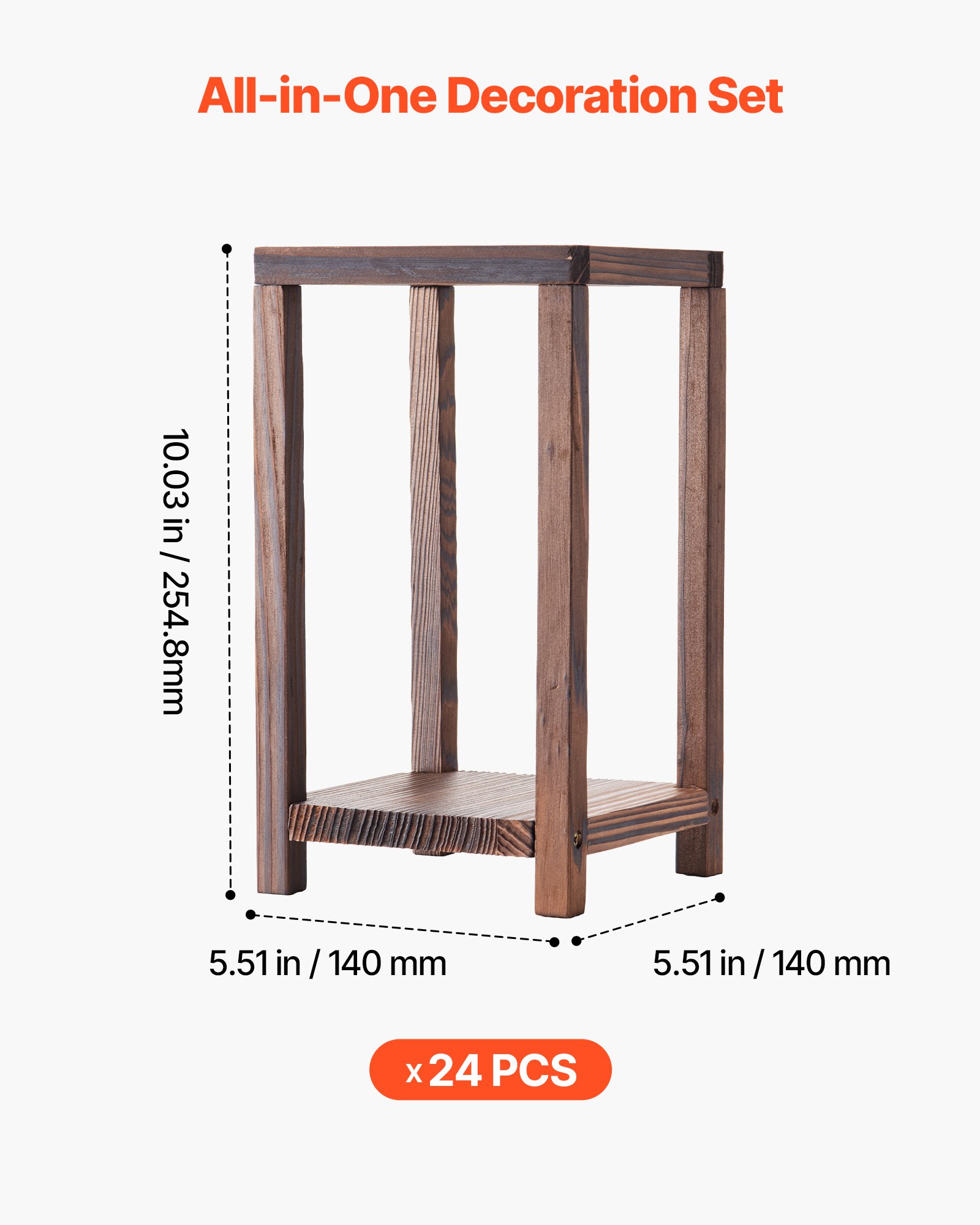 VEVOR Faroles de Madera para Bodas 24 Piezas, Farolillos para Velas 140 x 140 x 254,8 mm, Candelabros para Decoración Rústica de Mesa de Boda, Portavelas Ideal para Cenas, Navidad, San Valentín