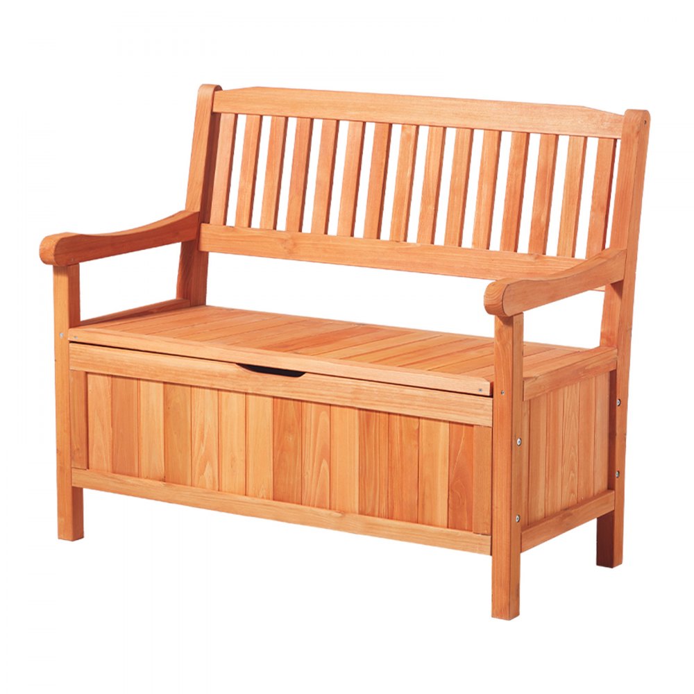 VEVOR Banco de Almacenamiento de Madera 106,5 x 58,5 x 90,1 cm para 2 Personas con Asa Lateral Baúl de Terraza Soporta hasta 319,8 kg Asiento Exterior Resistente para Porche, Patio, Jardín, Balcón