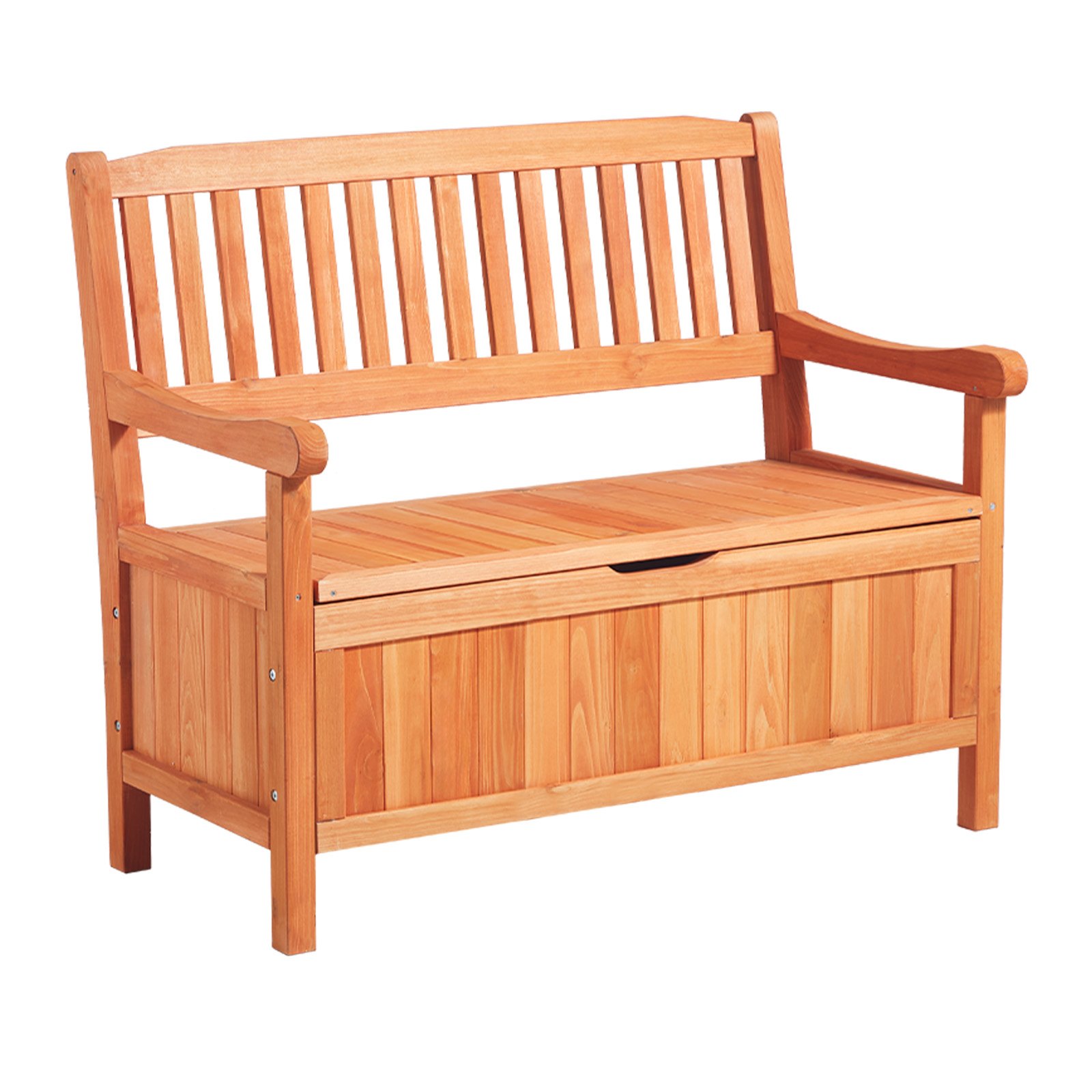 VEVOR Banco de Almacenamiento de Madera 106,5 x 58,5 x 90,1 cm para 2 Personas con Asa Lateral Baúl de Terraza Soporta hasta 319,8 kg Asiento Exterior Resistente para Porche, Patio, Jardín, Balcón