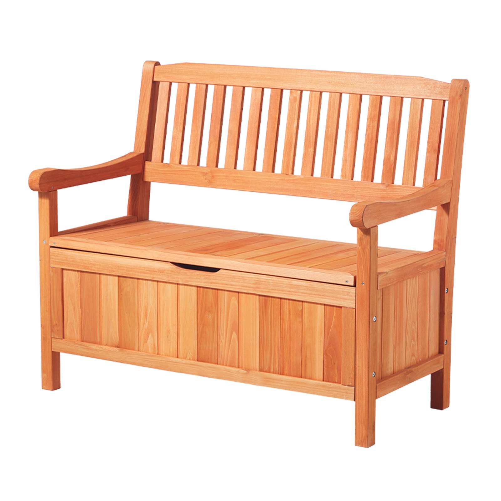 VEVOR Banco de Almacenamiento de Madera 106,5 x 58,5 x 90,1 cm para 2 Personas con Asa Lateral Baúl de Terraza Soporta hasta 319,8 kg Asiento Exterior Resistente para Porche, Patio, Jardín, Balcón