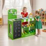 VEVOR Juego de Tienda de Comestibles para Niños Juguete de Puesto de Mercado de Madera con Bolsa de Compras, Cinta Transportadora, Escáner, Caja Registradora, Báscula, para Niños Más de 3 Años