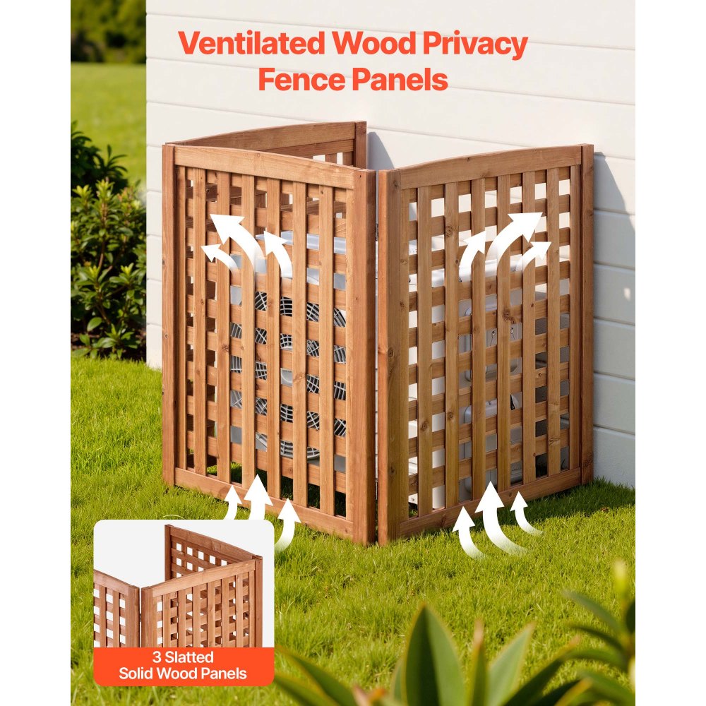VEVOR Vallas de Madera 810 x 960 mm, Pantalla de Privacidad Exterior con 3 Paneles, Ángulo ajustable, Resistente al Clima, Reforzada con Bisagras, para Ocultar Equipo de Piscina, Cubos de Basura y AC