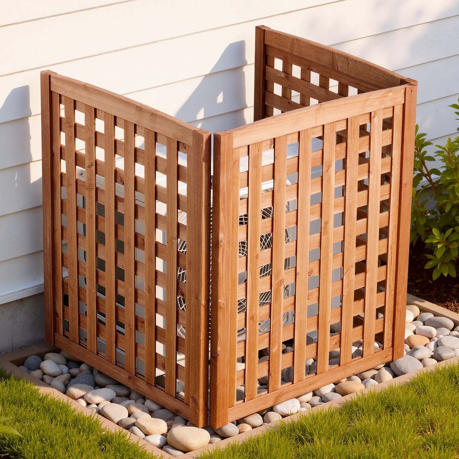 VEVOR Vallas de Madera 810 x 960 mm, Pantalla de Privacidad Exterior con 3 Paneles, Ángulo ajustable, Resistente al Clima, Reforzada con Bisagras, para Ocultar Equipo de Piscina, Cubos de Basura y AC