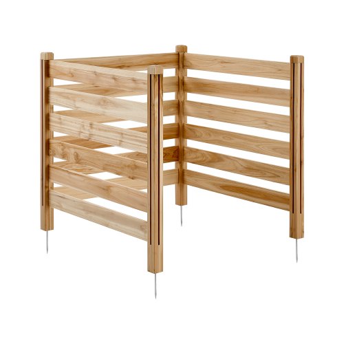 VEVOR Valla de Madera 914 x 914 mm, Valla de Listones de 3 Paneles, Cerramiento con Estacas de Metal, Valla de madera para Exteriores para Decoración de Jardín, Aire Acondicionado, Equipo de Piscina