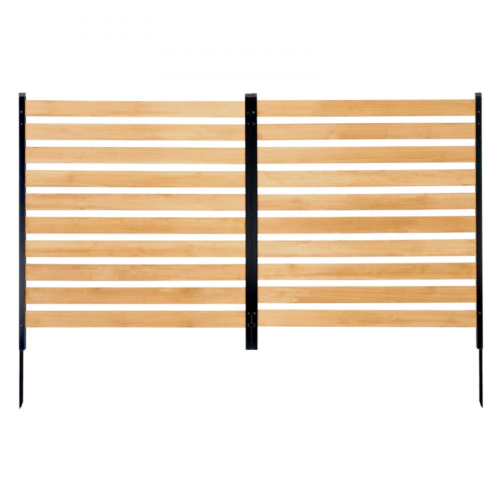 VEVOR Valla de Madera 1100 x 982 mm, Valla de Listones de 2 Paneles, Cerramiento con Estacas de Metal, Valla de madera para Exteriores para Decoración de Jardín, Aire Acondicionado, Equipo de Piscina