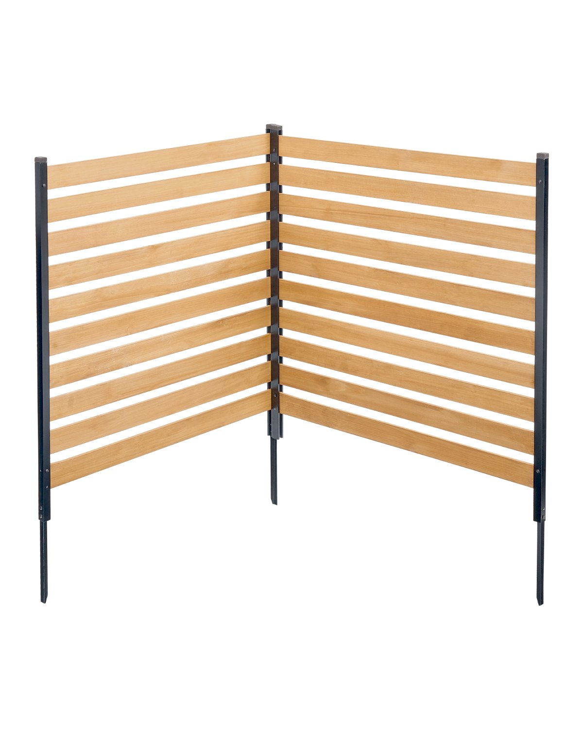VEVOR Valla de Madera 1100 x 982 mm, Valla de Listones de 2 Paneles, Cerramiento con Estacas de Metal, Valla de madera para Exteriores para Decoración de Jardín, Aire Acondicionado, Equipo de Piscina