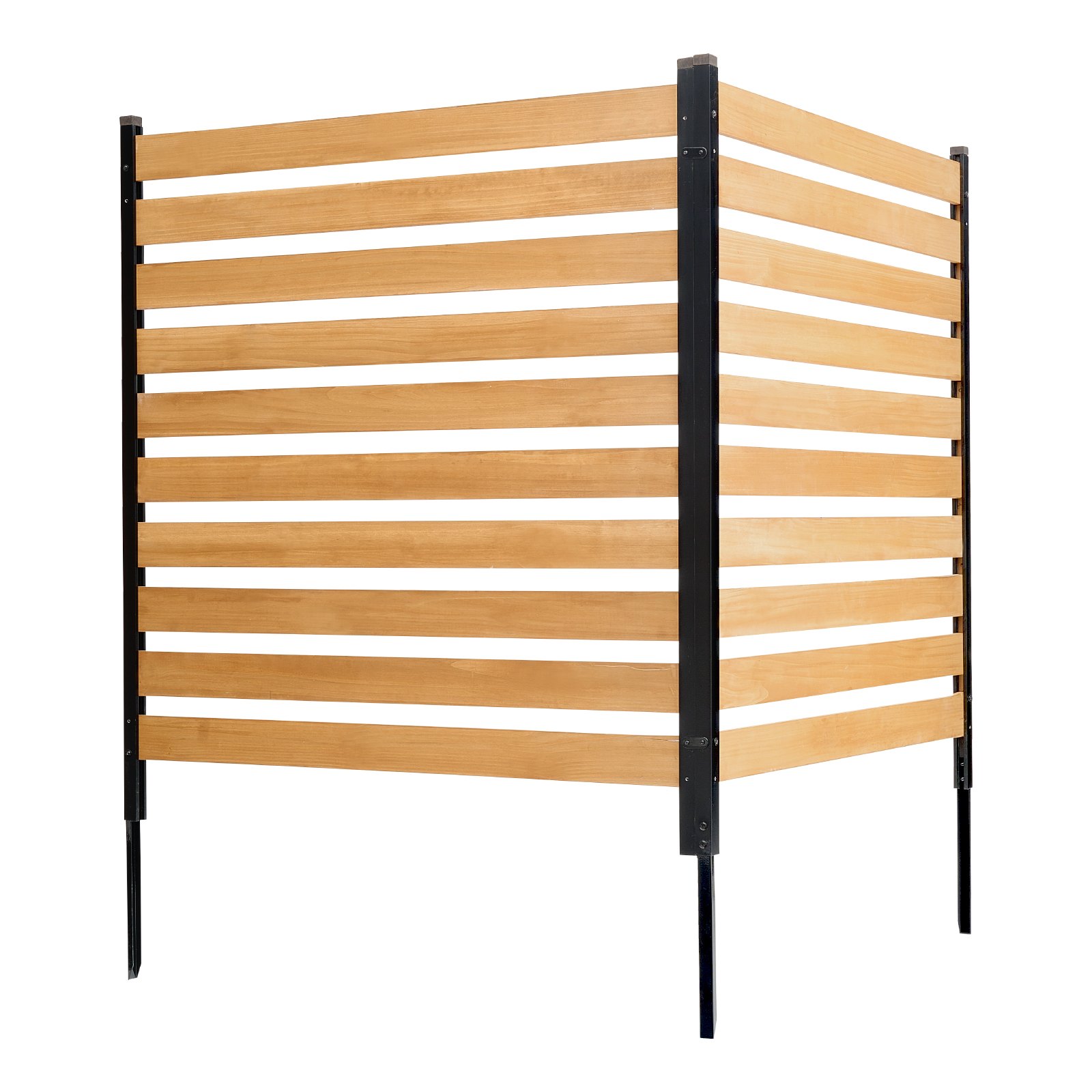 VEVOR Valla de Madera 1100 x 982 mm, Valla de Listones de 2 Paneles, Cerramiento con Estacas de Metal, Valla de madera para Exteriores para Decoración de Jardín, Aire Acondicionado, Equipo de Piscina