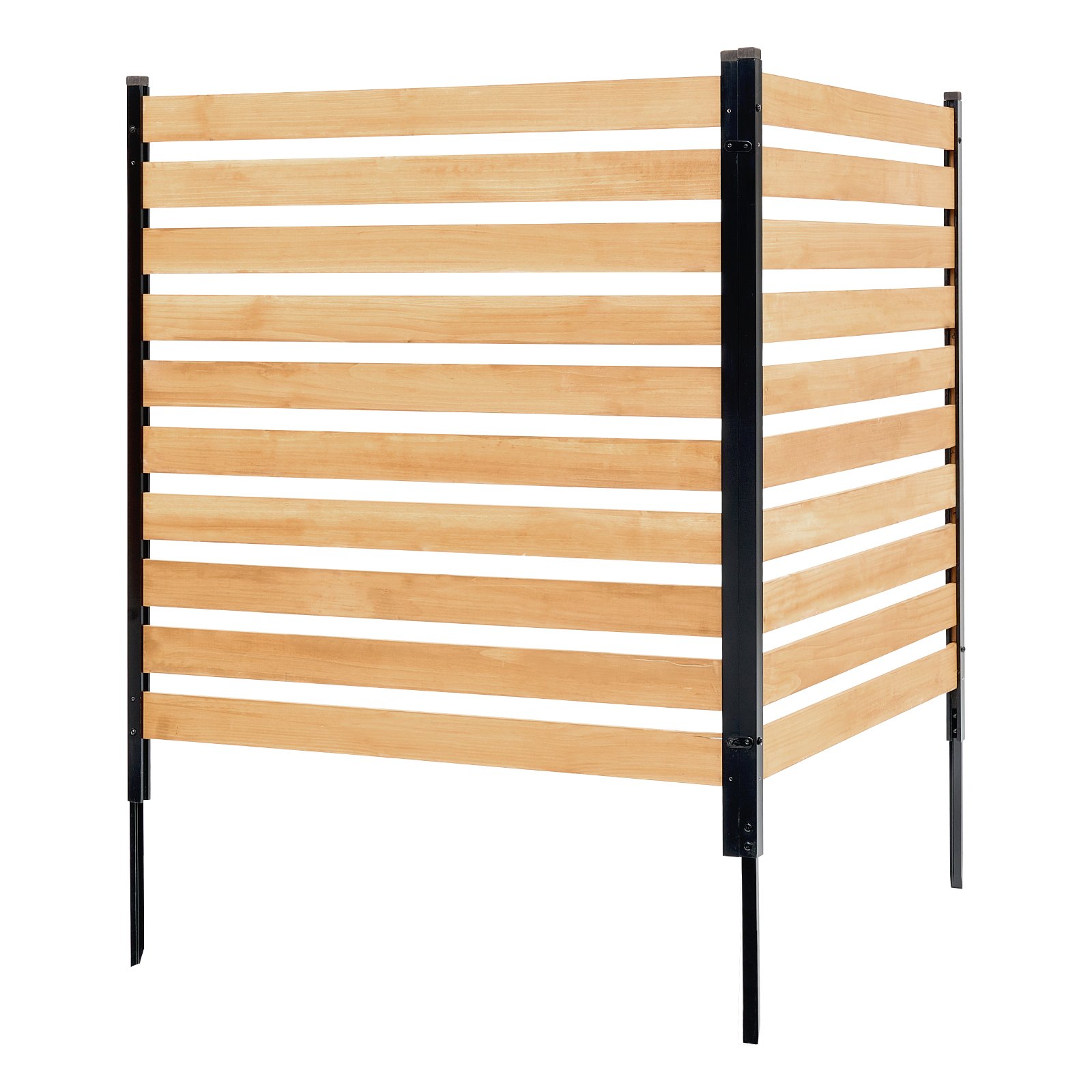VEVOR Valla de Madera 1100 x 982 mm, Valla de Listones de 2 Paneles, Cerramiento con Estacas de Metal, Valla de madera para Exteriores para Decoración de Jardín, Aire Acondicionado, Equipo de Piscina
