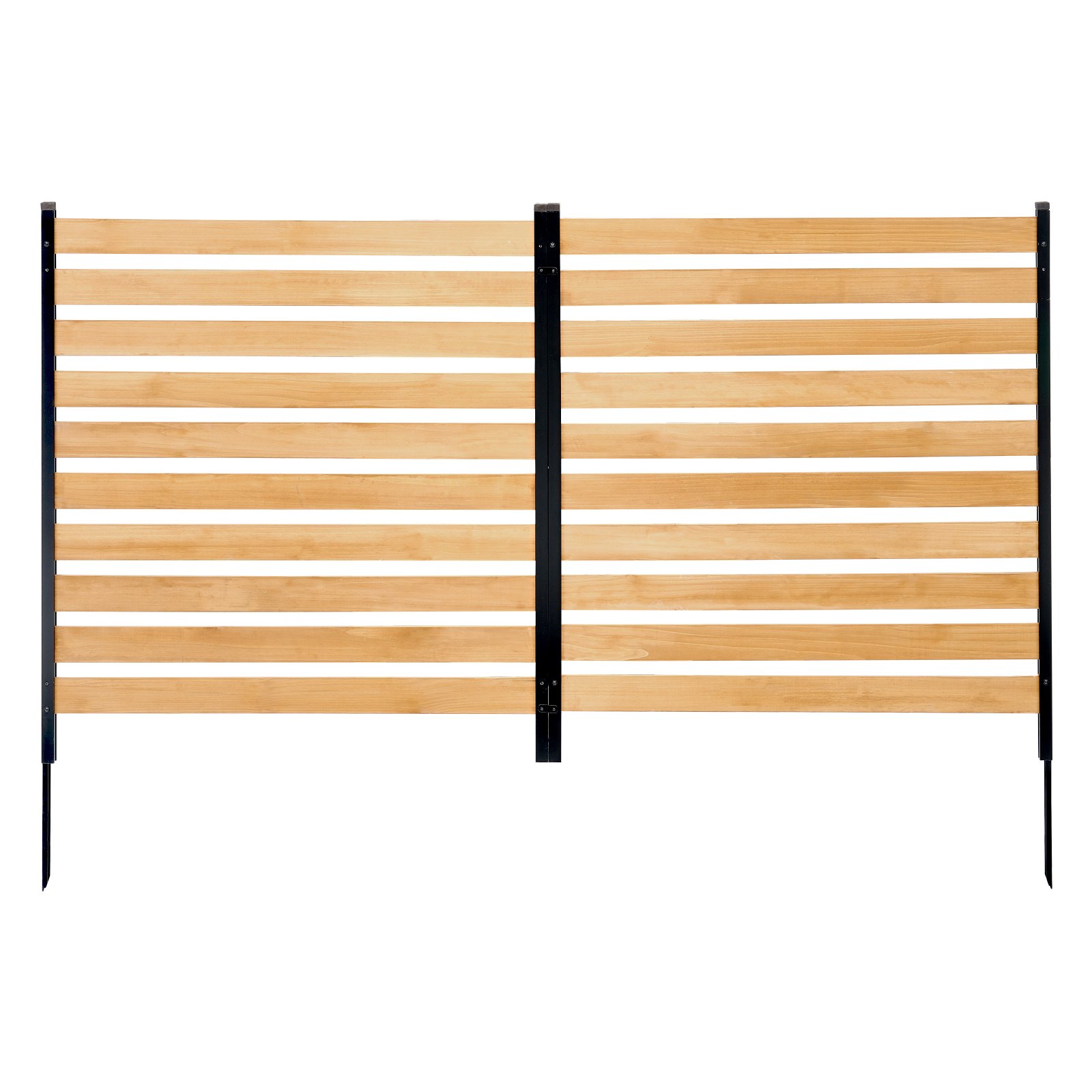 VEVOR Valla de Madera 1100 x 982 mm, Valla de Listones de 2 Paneles, Cerramiento con Estacas de Metal, Valla de madera para Exteriores para Decoración de Jardín, Aire Acondicionado, Equipo de Piscina