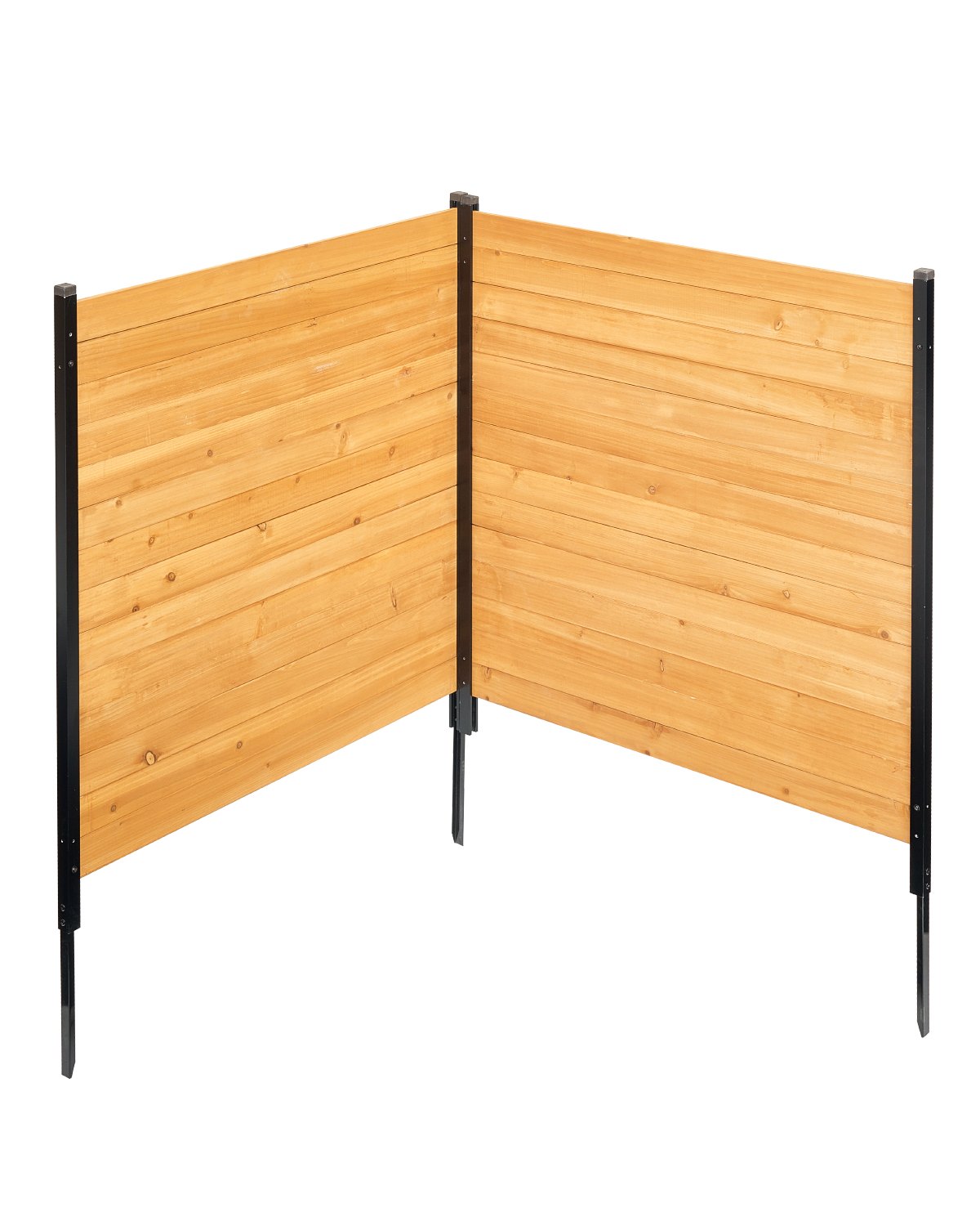 VEVOR Valla de Madera 1100 x 982 mm, 2 Paneles de Valla Sólida, Cerramiento con Estacas de Metal, Valla de madera para Exteriores para Decoración de Jardín, Aire Acondicionado, Equipo de Piscina