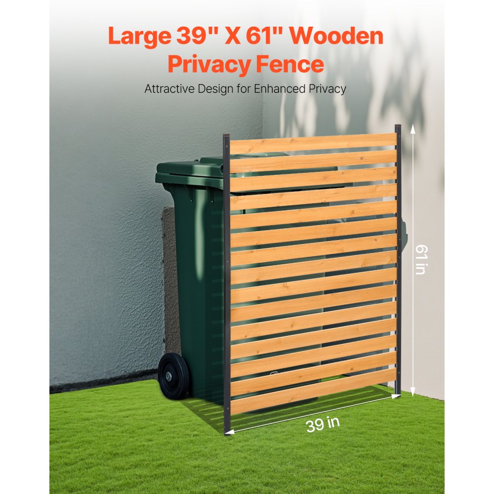VEVOR Valla de Madera 1550 x 980 mm, Valla de Listones de 1 Panel, Cerramiento con Estacas de Metal, Valla de madera para Exteriores para Decoración de Jardín, Aire Acondicionado, Equipo de Piscina