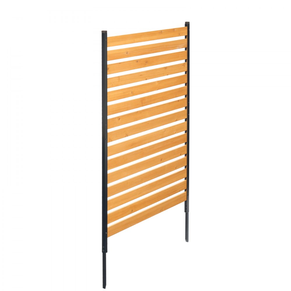 VEVOR Valla de Madera 1550 x 980 mm, Valla de Listones de 1 Panel, Cerramiento con Estacas de Metal, Valla de madera para Exteriores para Decoración de Jardín, Aire Acondicionado, Equipo de Piscina