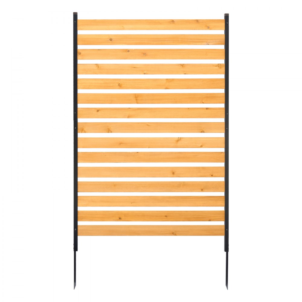 VEVOR Valla de Madera 1550 x 980 mm, Valla de Listones de 1 Panel, Cerramiento con Estacas de Metal, Valla de madera para Exteriores para Decoración de Jardín, Aire Acondicionado, Equipo de Piscina