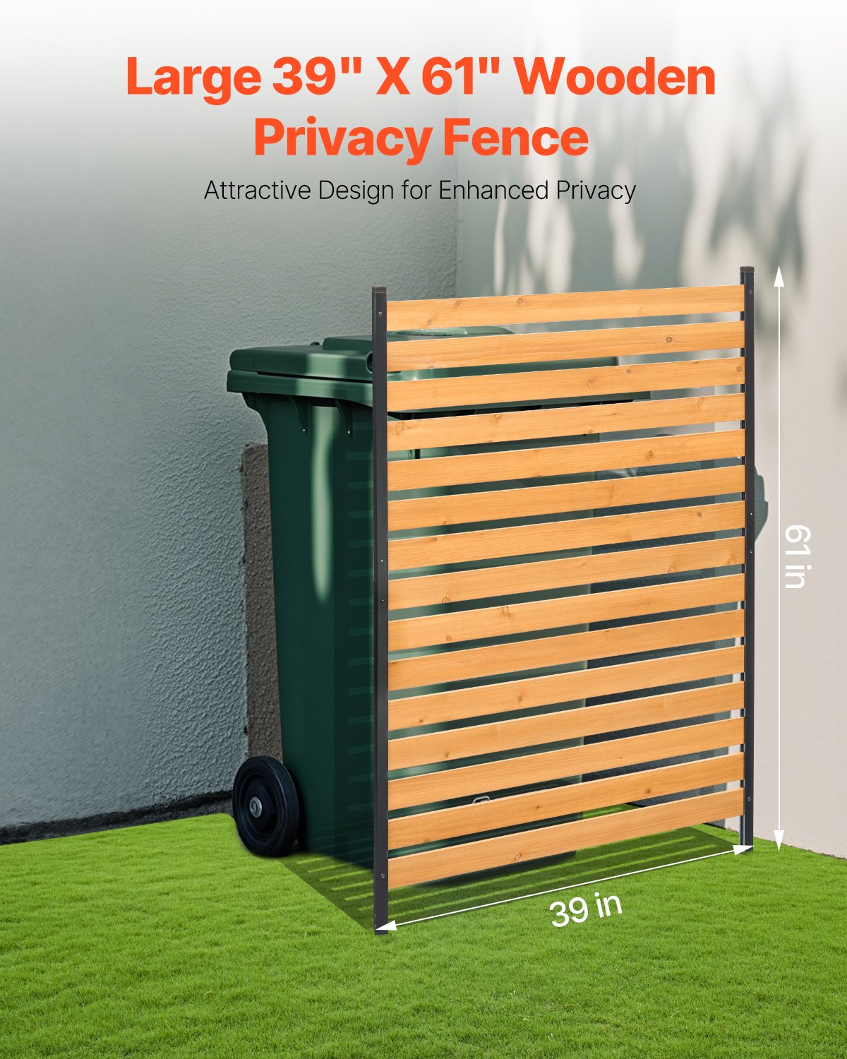 VEVOR Valla de Madera 1550 x 980 mm, Valla de Listones de 1 Panel, Cerramiento con Estacas de Metal, Valla de madera para Exteriores para Decoración de Jardín, Aire Acondicionado, Equipo de Piscina